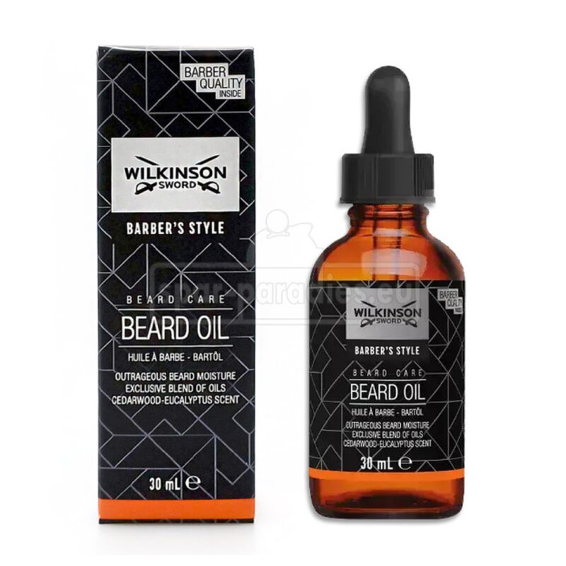 Wilkinson S-Word Barbers Style Huile à Barbe - Bois de Cèdre & Eucalyptus - 30ml
