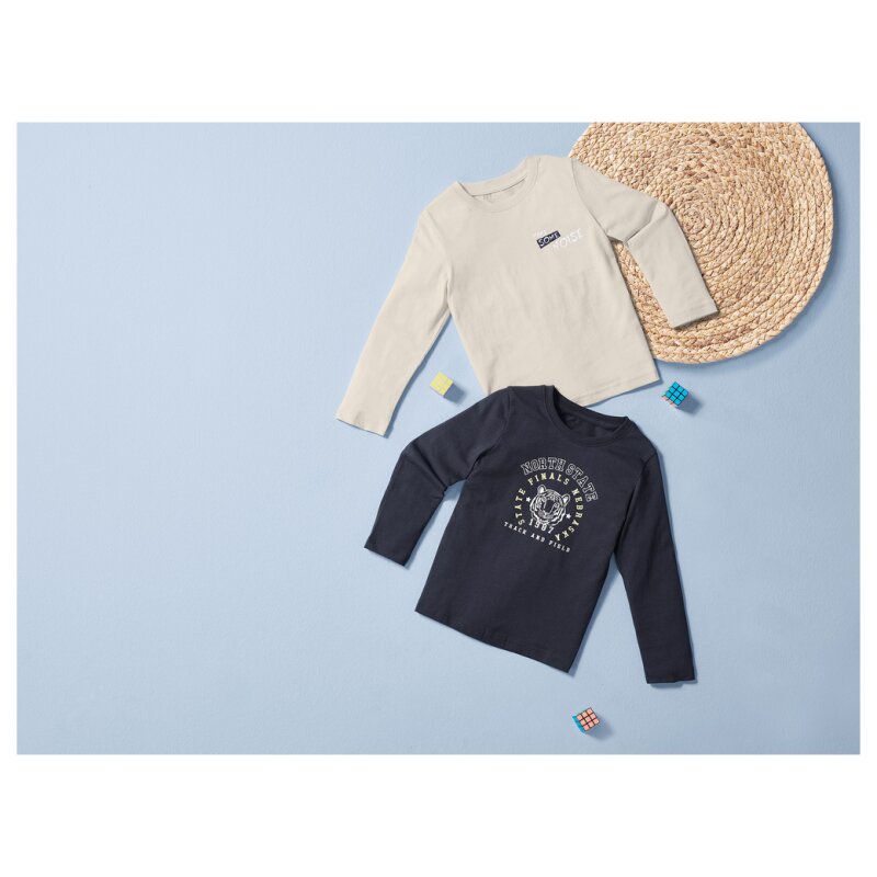 Lupilu Lot de 2 T-Shirts à Manches Longues Garçon - Taille 122/128 - 6/8 Ans