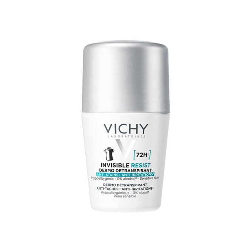 Vichy Resist Dermo-Détranspirant Déodorant Invisible Roll-On - Protection 72h - 50ml