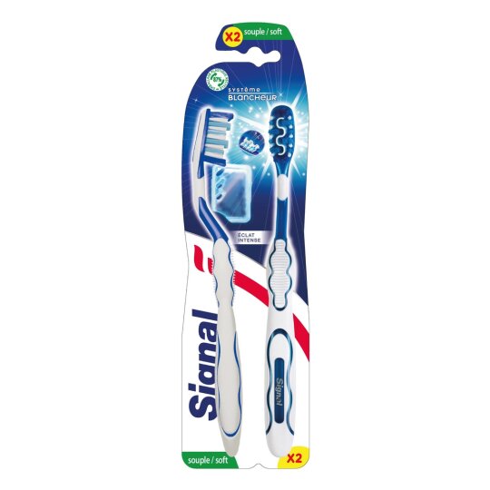 Signal Système Blancheur Éclat Intense Brosse à Dents Souple - Lot de 2