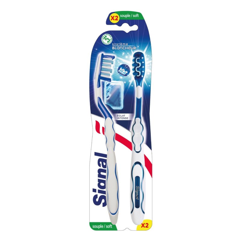 Signal Système Blancheur Éclat Intense Brosse à Dents Souple - Lot de 2