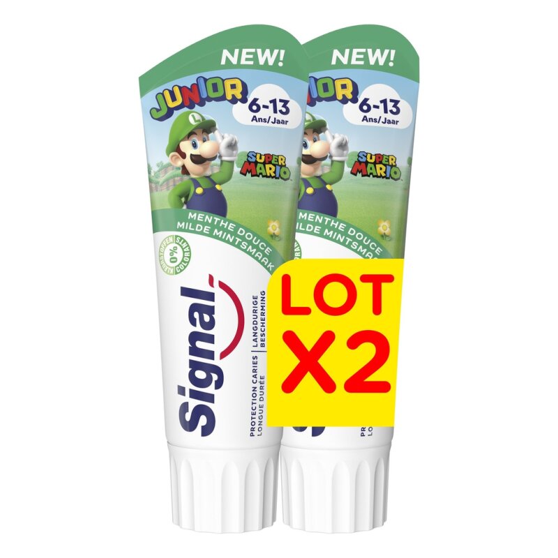 Signal Junior Super Mario children'S Toothpaste - 6-13 Years - Mild Mint - 2x75ml