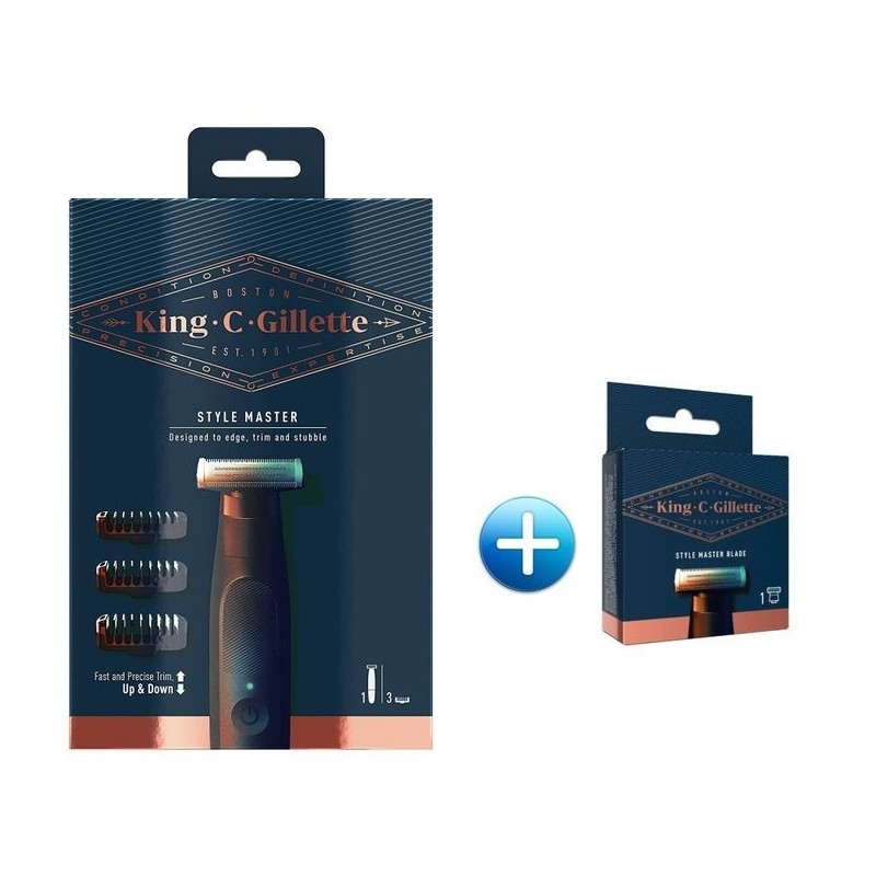Gillette King C Styler Master Wireless Beard Trimmer - 3 Combs + 1 Refill