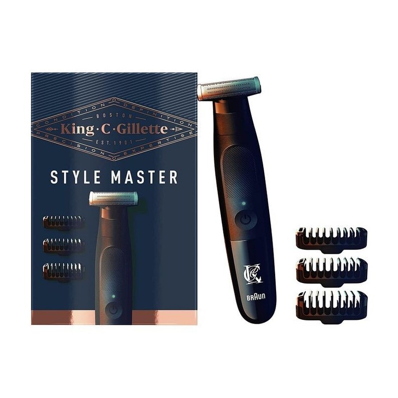 Gillette King C Styler Master Tondeuse à Barbe Sans Fil - 3 Sabots + 1 Recharge