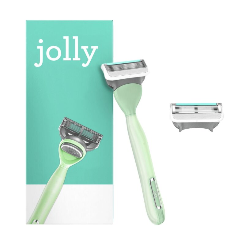 Jolly Rasoir Femme 5 Lames - Turquoise - 1 Manche + 2 Recharges