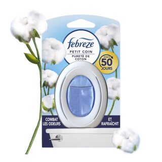 Febreze Petit Coin Désodorisant Salle de Bains - Pureté de Coton - 7.5ml - 50 Jours