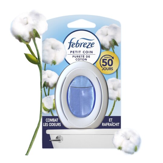 Febreze Petit Coin Désodorisant Salle de Bains - Pureté de Coton - 7.5ml - 50 Jours