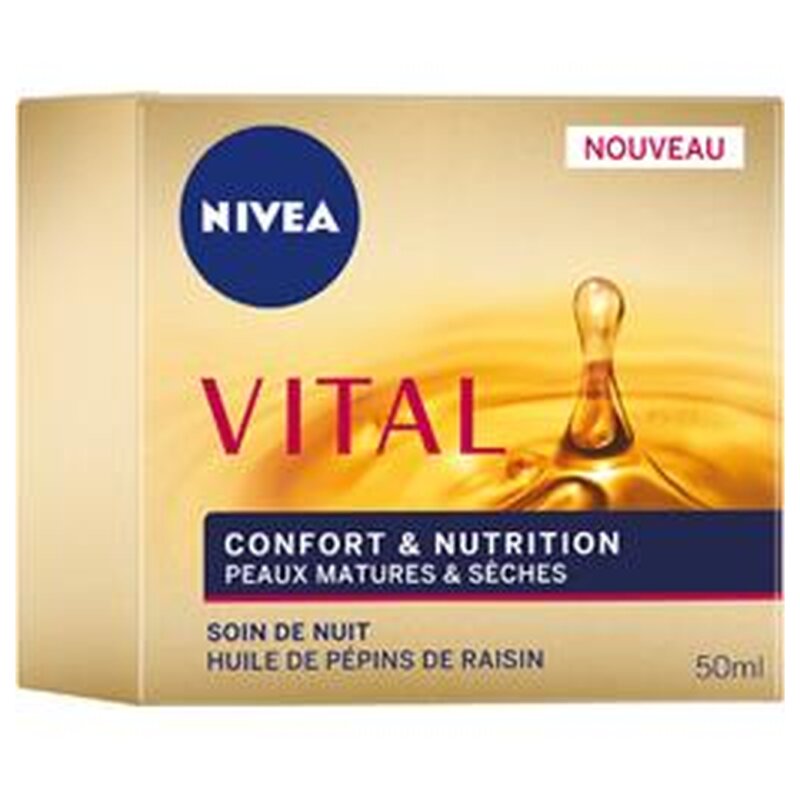 Nivea Vital Soin de Nuit Confort - Peau Mature et Sèche - 50ml