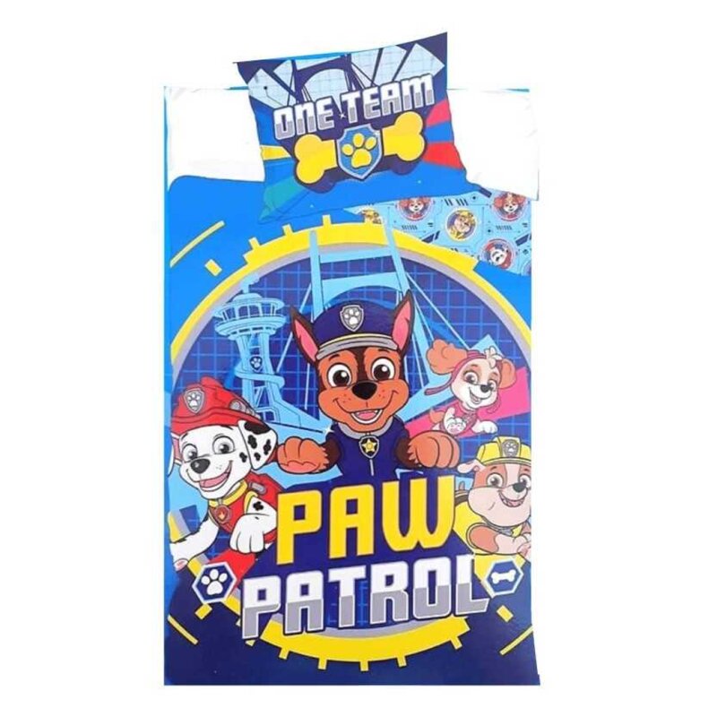 Nickelodeon pat'Patrouille Housse de Couette Enfant + Taie d'Oreiller - 140x200 Cm + 70x90 Cm - 100% Coton - Bleu