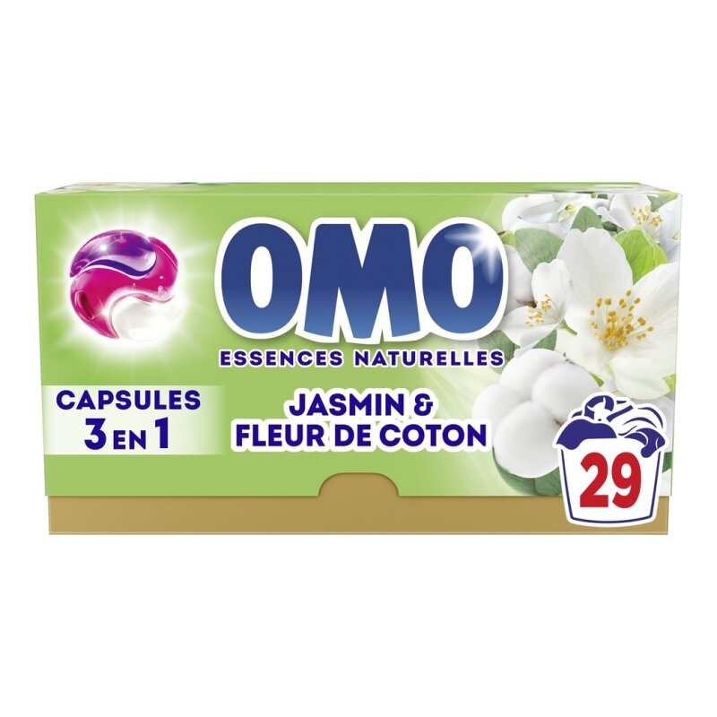 Omo Lessive Capsules 3 en 1 Jasmin & Fleur de Coton - 29 Lavages