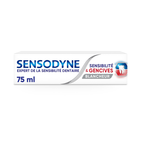 Sensodyne Sensibilité & Gencives Dentifrice Blancheur - Dents Sensibles et Gencives Fragiles - 75ml