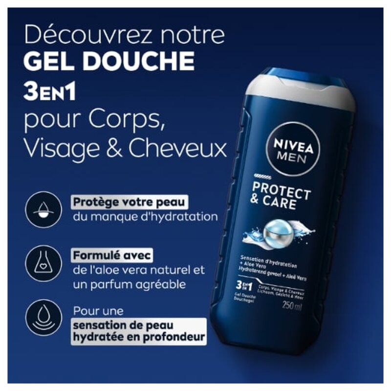 نيفيا مين بروتكت آند كير جل استحمام 3 في 1 - لجميع أنواع البشرة - 250 مل