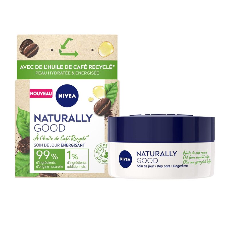Nivea Naturally Good Crème Visage Jour Energisant Café - Tous Types de Peau - 50ml