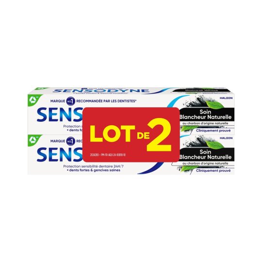Sensodyne Soin Blancheur Naturelle Dentifrice au Charbon - 2x75ml