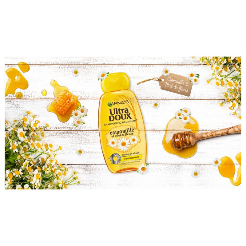 Garnier Ultra Doux Shampoing Camomille et Miel de Fleurs - Cheveux Blonds - 300ml