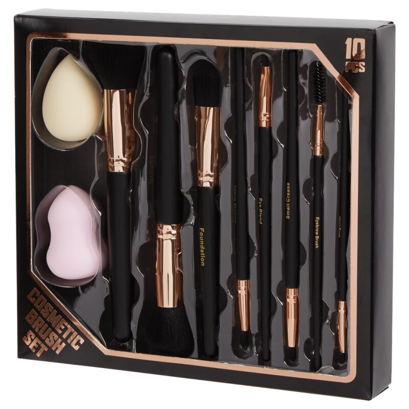 Set de Pinceaux de Maquillage 10 Pièces - Noir