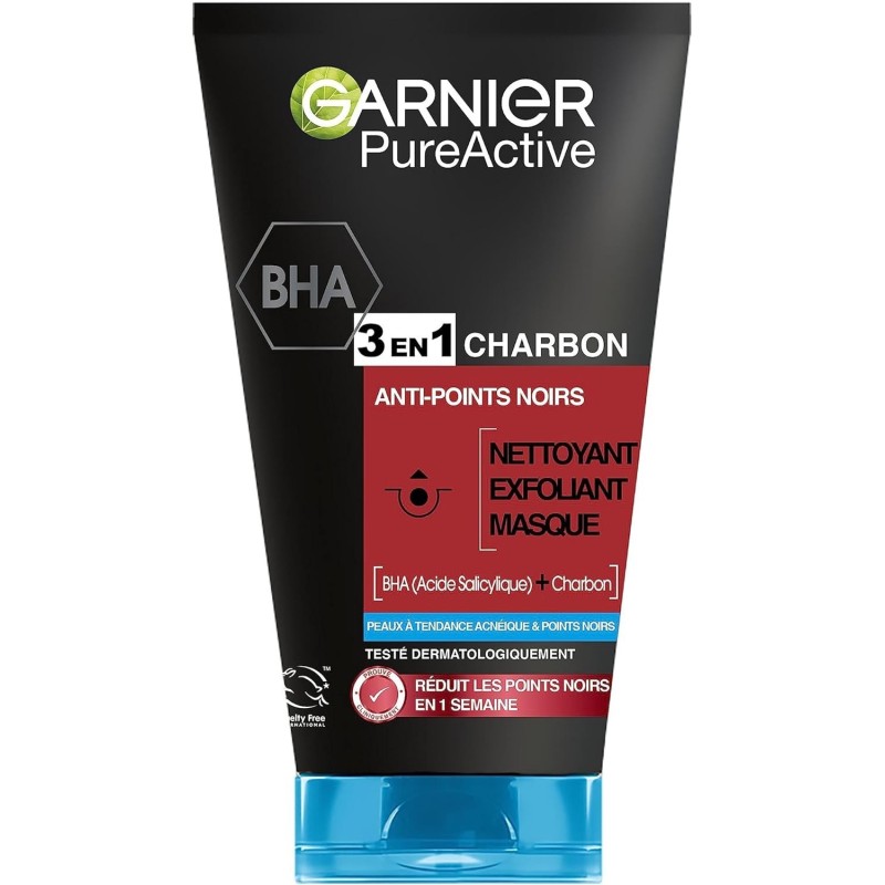 Garnier Pure Active Gel Soin Visage 3 en 1 Charbon - Peaux Grasses à Tendance Acnéique - 150ml