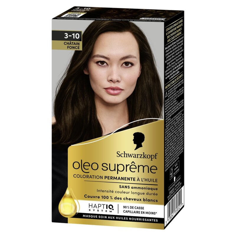 Schwarzkopf Oleo Supreme Permanent Hair Color Without Ammonia - Dark Brown 3-10
