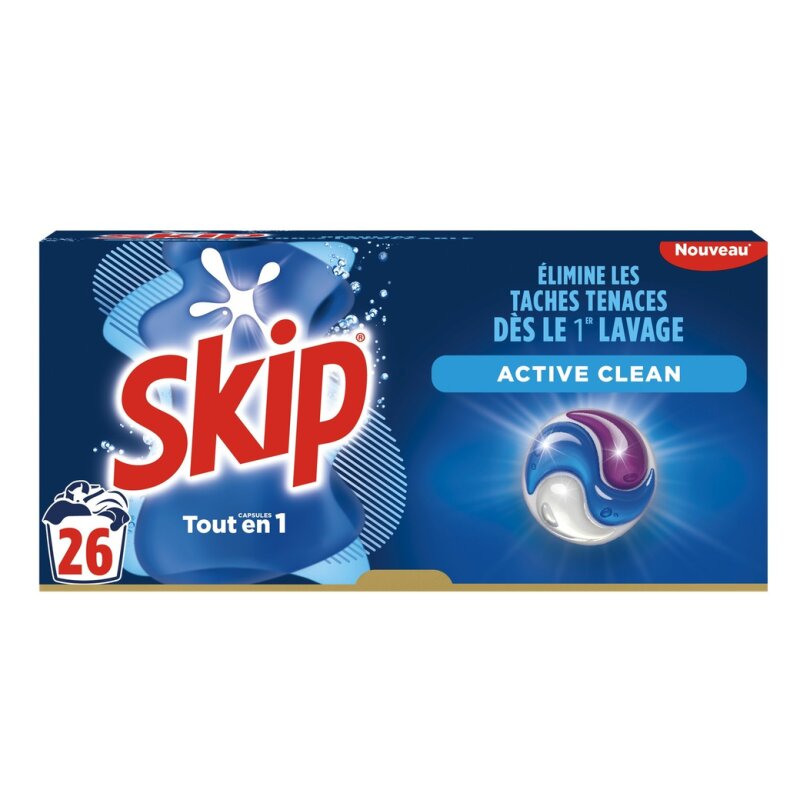 Skip Active Clean Lessive Capsules 3 en 1 - 26 Capsules