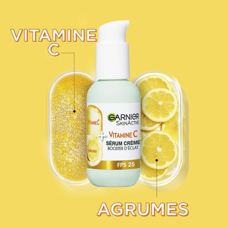 Garnier Skinactive 2-In-1 Serum-Booster Cream Vitamin C + Spf25 - Dull Dry Skin - 50ml