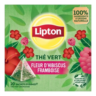 Lipton Thé Vert Fleur d'Hibiscus & Framboise - 20 Sachets