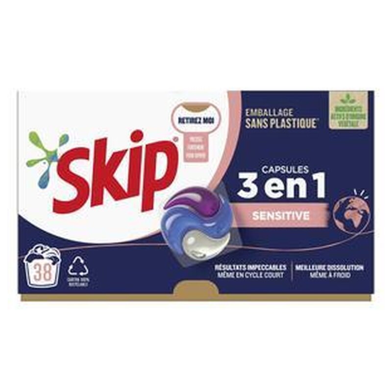 Skip Sensitive كبسولات غسيل 3 في 1 - للبشرة الحساسة والأطفال - 38 غسلة