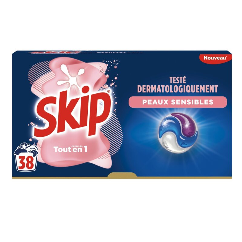 Skip Sensitive كبسولات غسيل 3 في 1 - للبشرة الحساسة والأطفال - 38 غسلة