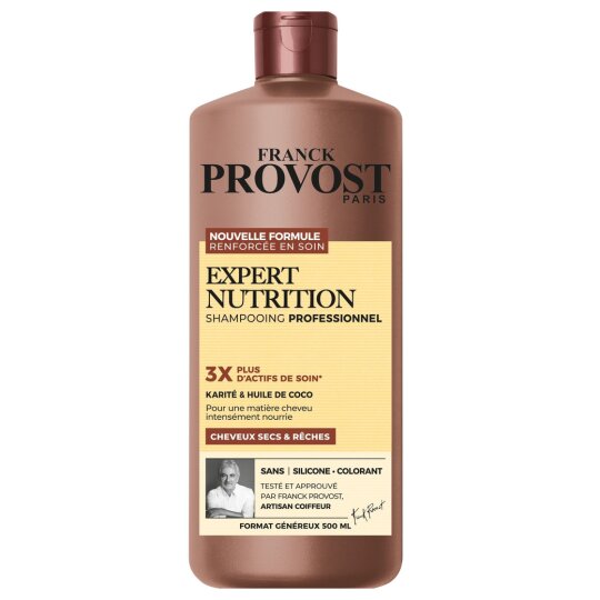 Franck Provost Expert Nutrition Shampooing Professionnel - Cheveux Épais Secs à Très Secs Bouclés Ondulés - 500ml