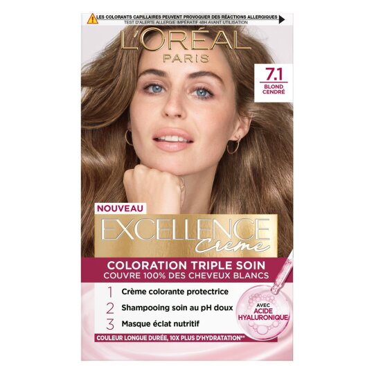 L'Oréal Paris Excellence Crème Coloration Permanente Cheveux - 7.1 Blond Cendré