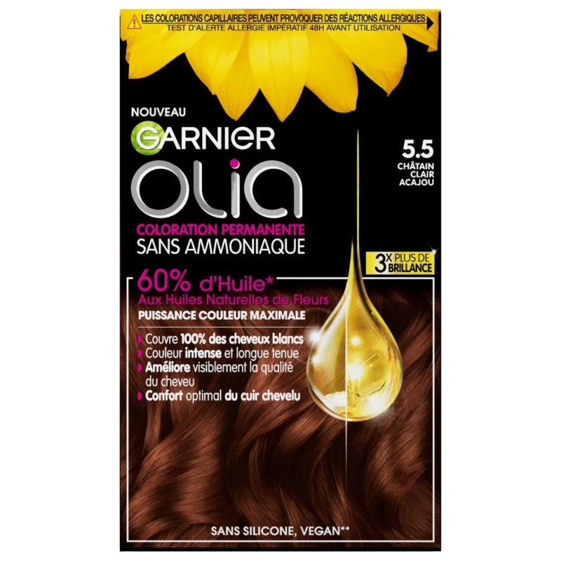 Garnier Olia Permanent Hair Color Without Ammonia - 5.5 Light Auburn Mahogany