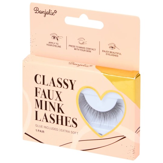 Bonjolie Mink Lashes Faux Cils avec Colle - Lot de 1 Paire