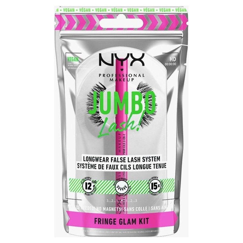 Nyx Professional Makeup Jumbo Lash! Fringe Glam Kit - Cils Artificiels Végans + Eye-Liner Adhésif 2 en 1
