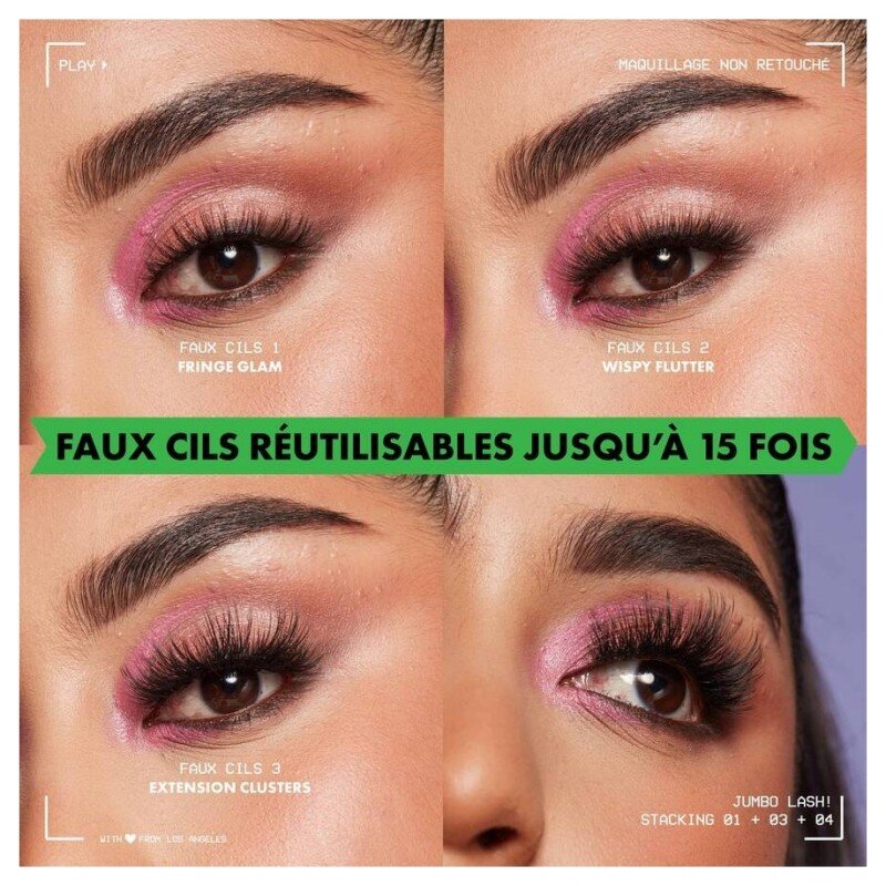 Nyx Professional Makeup Jumbo Lash! Fringe Glam Kit - Cils Artificiels Végans + Eye-Liner Adhésif 2 en 1