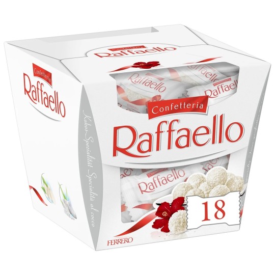 Raffaello Bouchées Gaufrettes Enrobées de Noix de Coco et Amandes - X18