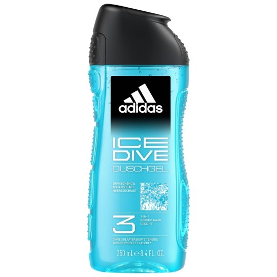 Adidas Ice Dive Gel Douche 3en1 - Corps, Cheveux et Visage - 250ml