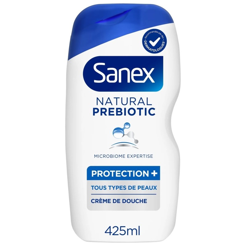 Sanex Protection+ Crème de Douche Natural Prebiotic - Tous Types de Peaux - 425ml