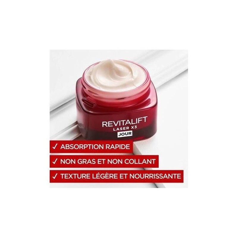 L'Oréal Paris Revitalift Laser X3 Crème de Jour Anti-Âge Triple Action - Peau Mature - 50ml