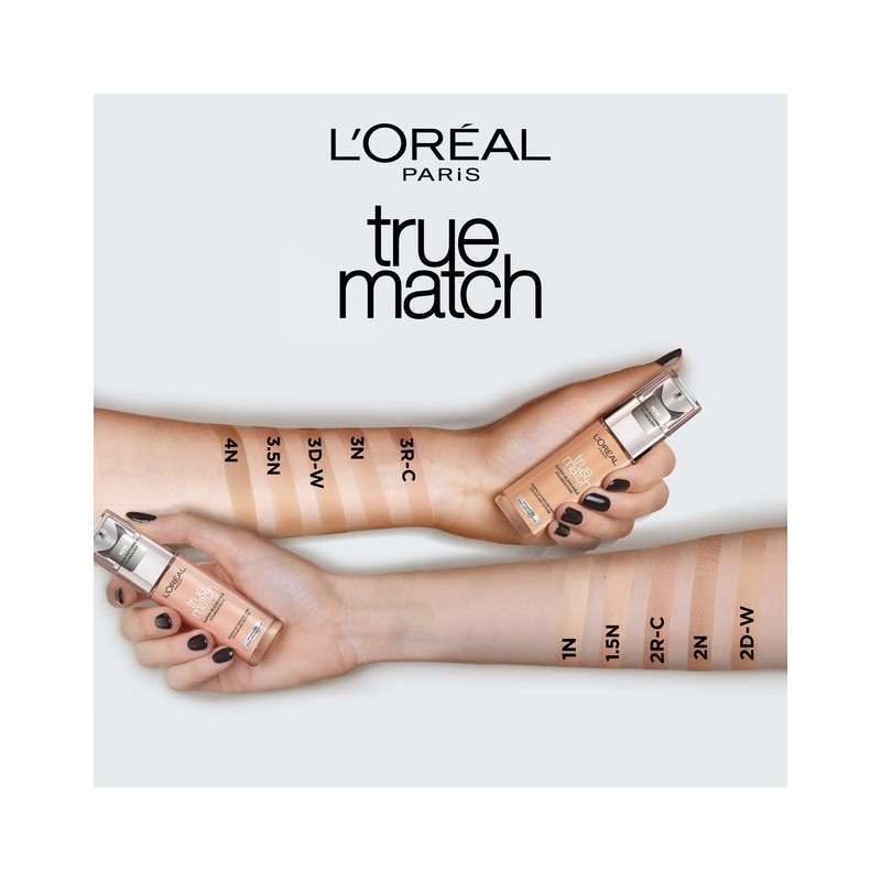 L'Oréal Paris True Match Fond de Teint Liquide - Peau Tous Types - 30ml - Ivory 1n