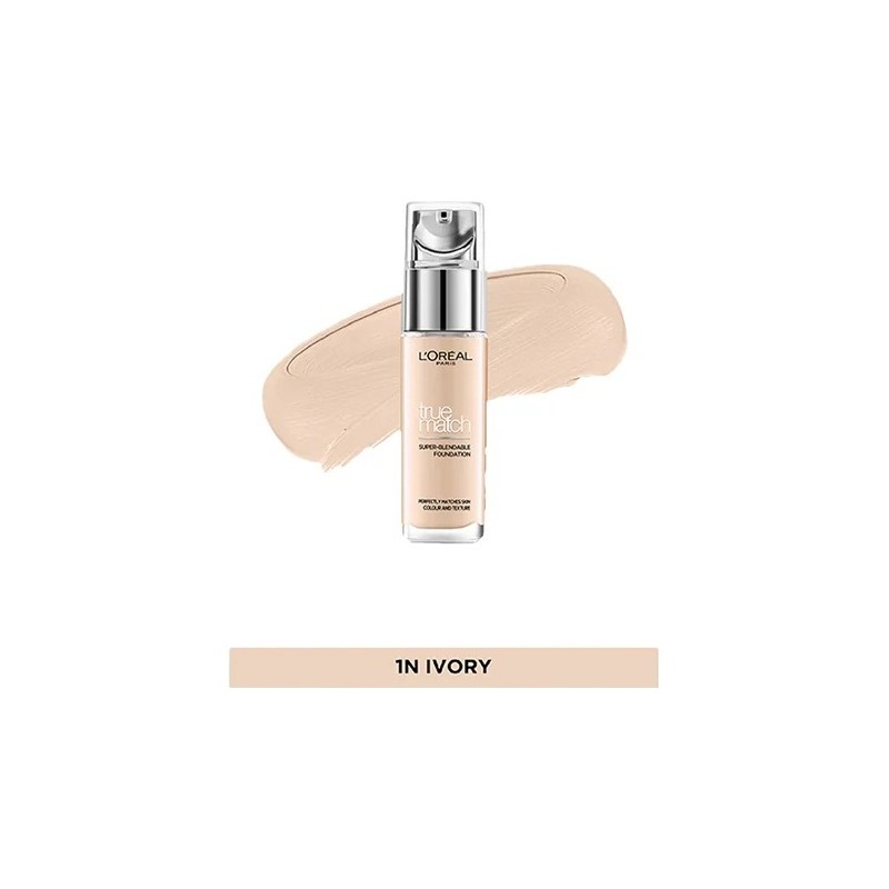 L'Oréal Paris True Match Fond de Teint Liquide - Peau Tous Types - 30ml - Ivory 1n