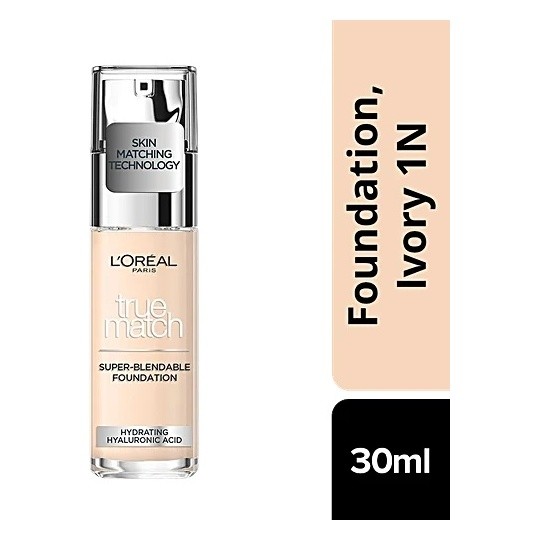 L'Oréal Paris True Match Fond de Teint Liquide - Peau Tous Types - 30ml - Ivory 1n