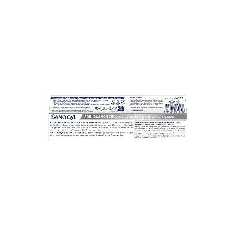 Sanogyl Soin Blancheur Toothpaste - 3x75ml