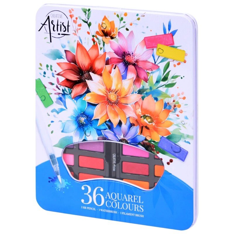 Creative Artist مجموعة ألوان مائية - 36 لون - فرشتان + قلم رصاص