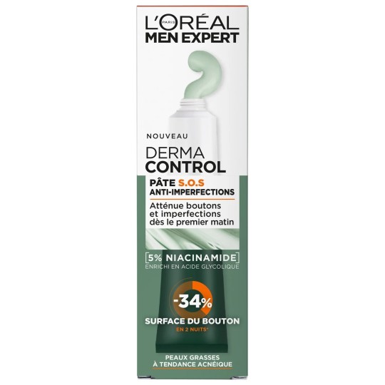 L'Oréal Men Expert Derma Control Pâte Sos Anti-Imperfections - Peau Acnéique - 45ml