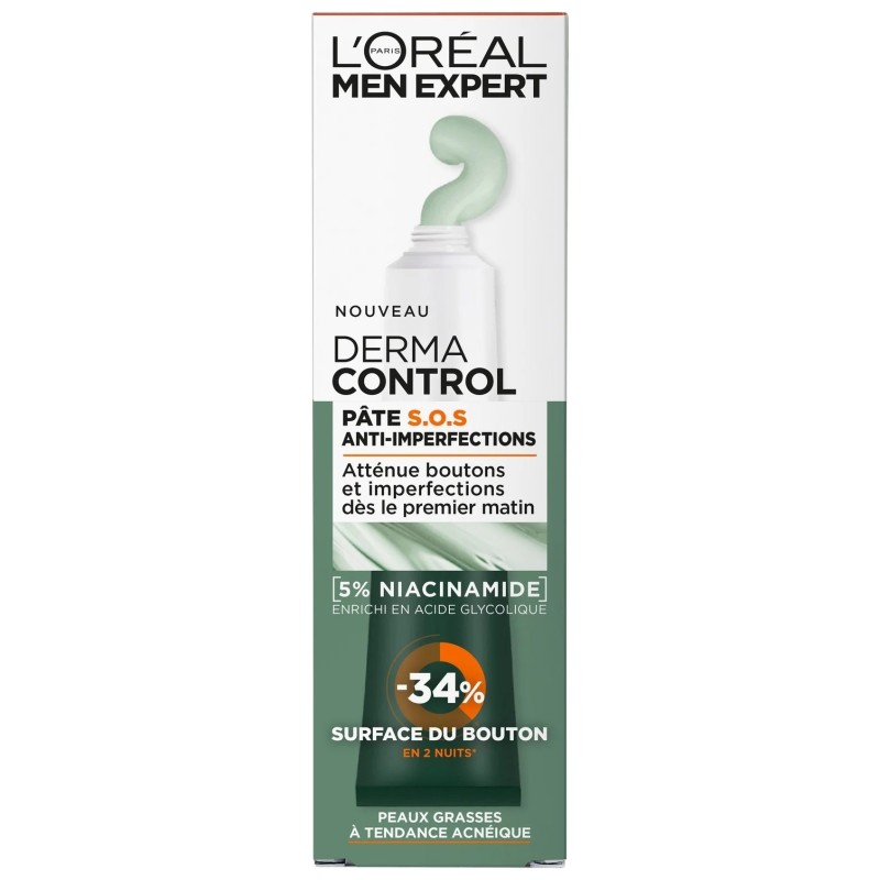 L'Oréal Men Expert Derma Control Pâte Sos Anti-Imperfections - Peau Acnéique - 45ml
