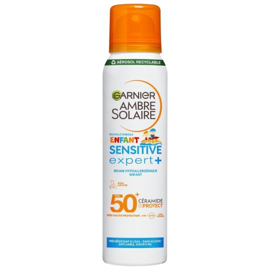 Garnier Ambre Solaire Sensitive Expert+ Brume Solaire Hypoallergénique - Peau Sensible & Enfants - Spf50+ - 150ml