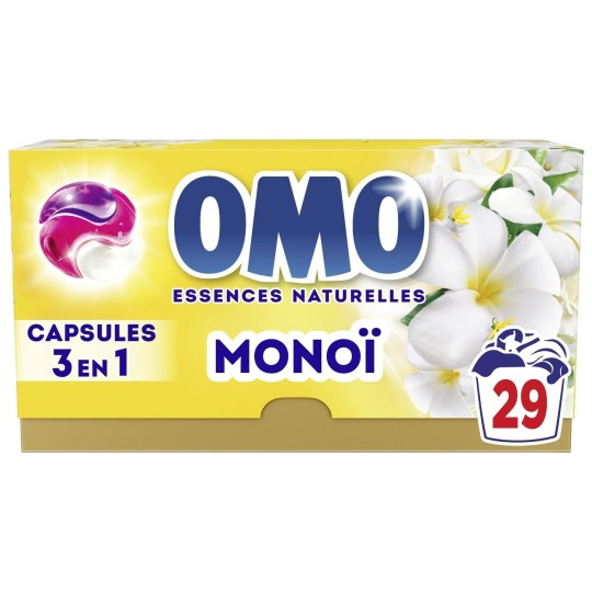 Omo Lessive Capsules 3 en 1 Monoï - 29 Lavages