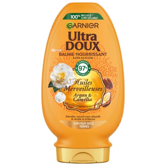 Garnier Ultra Doux Baume Après-Shampoing Nourrissant - Cheveux Secs - Huiles d'Argan & Camélia - 250ml