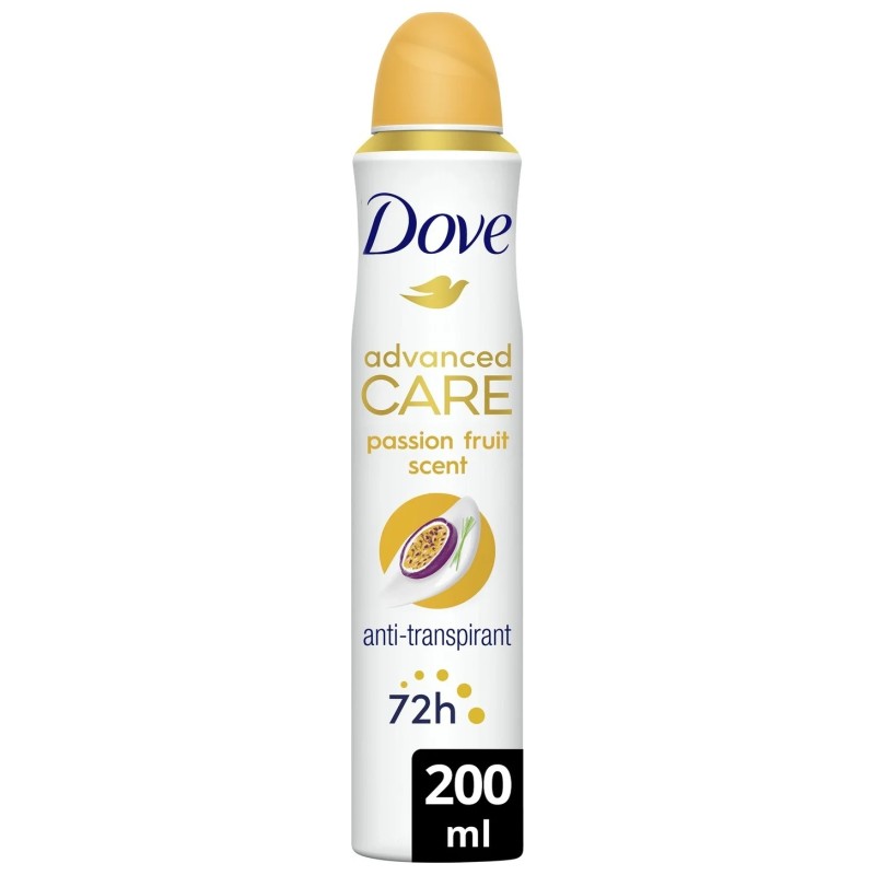 Dove Advanced Care Déodorant Spray Anti-Transpirant - Fruit de la Passion & Citronnelle - Protection 72h - 200ml