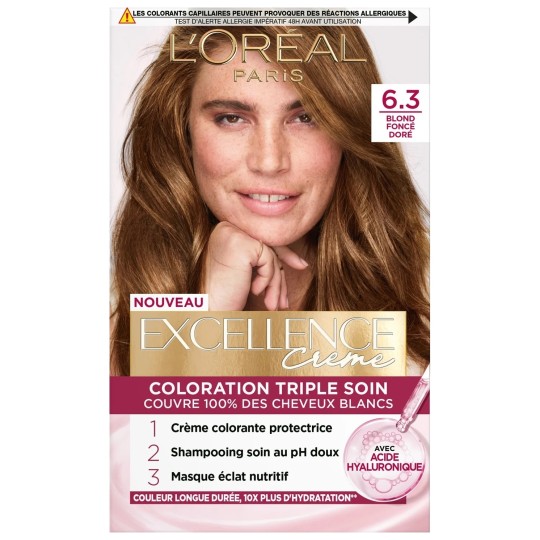 L'Oréal Paris Excellence Crème Coloration Permanente Cheveux - 6.3 Blond Foncé Doré