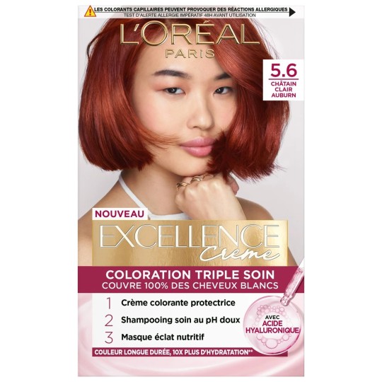 L'Oréal Excellence Crème Colorante Permanente - Cheveux - 5.6 Châtain Clair Auburn